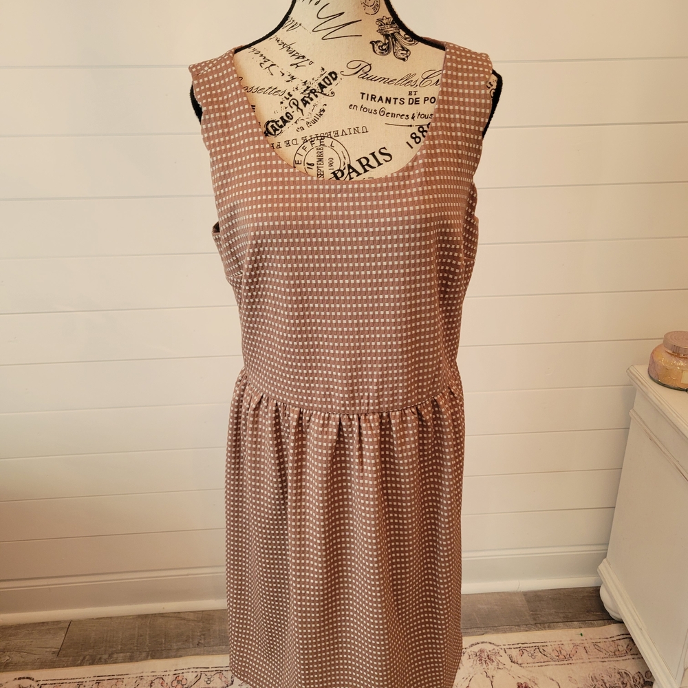 LOFT Brown Polka Dot Sleeveless Midi Dress